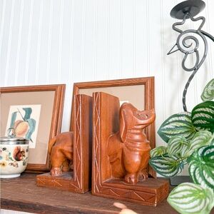 Vintage Wooden Dachshund Bookends